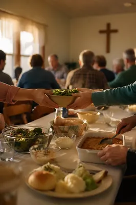 Warm Church Potluck Fellowship Dinner