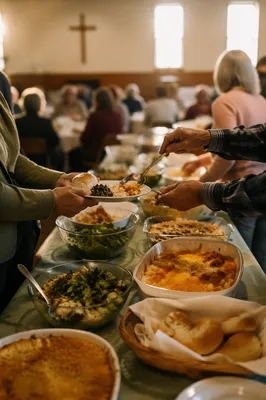 Warm Church Potluck Fellowship Dinner