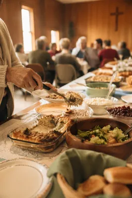 Warm Church Potluck Fellowship Dinner