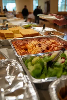 Warm Church Potluck Dinner Fellowship Table