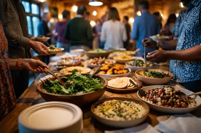 Warm Church Potluck Fellowship Dinner Table