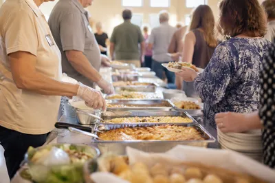 Church Potluck Fellowship Serving Line