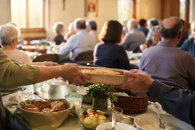 Warm Church Potluck Dinner Fellowship