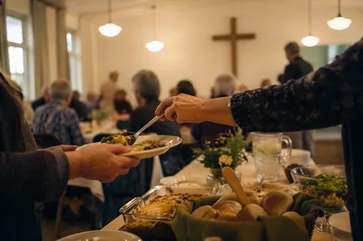 Warm Church Potluck Fellowship Dinner