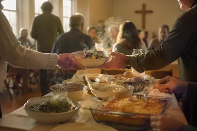 Warm Church Potluck Dinner Fellowship