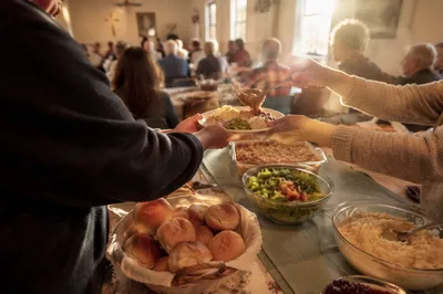 Warm Church Potluck Fellowship Dinner