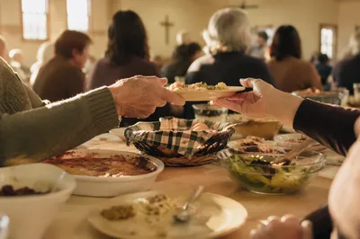 Warm Church Potluck Dinner Fellowship