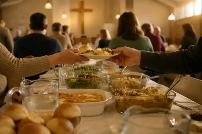 Warm Church Potluck Fellowship Dinner