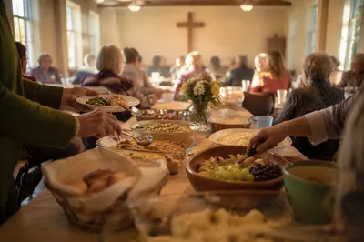 Warm Church Potluck Fellowship Dinner