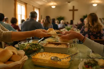 Warm Church Potluck Dinner Fellowship