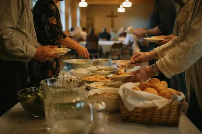 Warm Church Potluck Fellowship Dinner