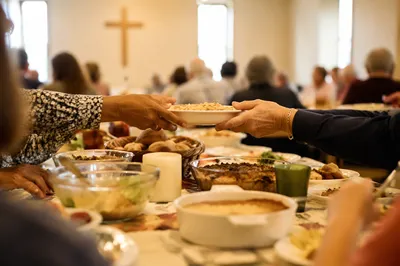 Warm Church Potluck Fellowship Dinner