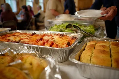 Church Potluck Dinner Fellowship Table