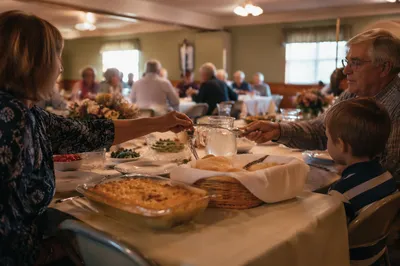 Warm Church Potluck Fellowship Dinner