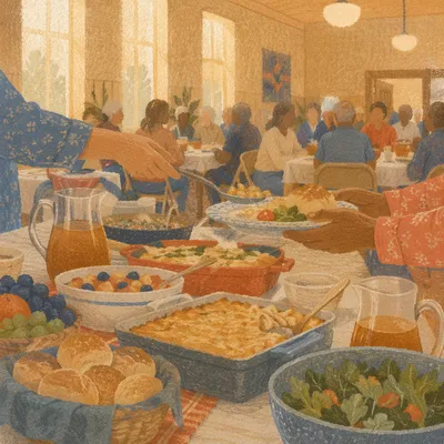 Welcoming Church Potluck Fellowship Dinner Table