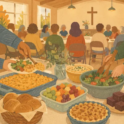 Warm Church Potluck Fellowship Hall Dinner