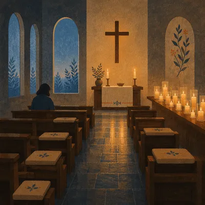 Quiet Church Prayer Room with Candles