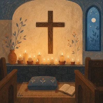 Quiet Church Prayer Room with Candles