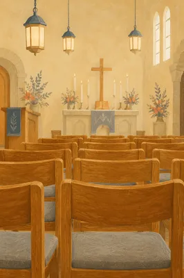 Quiet Church Prayer Room with Candles