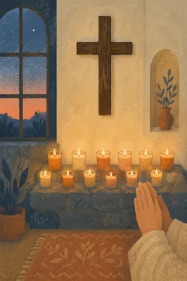Quiet Church Prayer Room with Candles