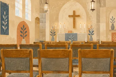 Quiet Church Prayer Room with Candles