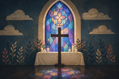 Quiet Church Prayer Room with Cross