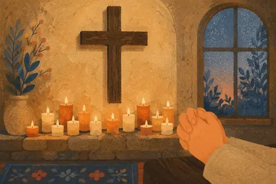 Quiet Church Prayer Room with Candles