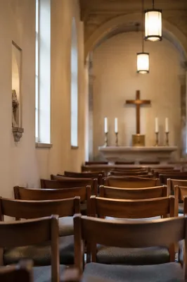 Quiet Church Prayer Room with Candles