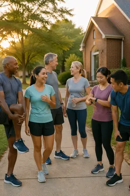 Morning Jog Group Beside Brick Church