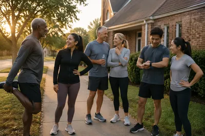 Morning Running Group Beside Brick Church