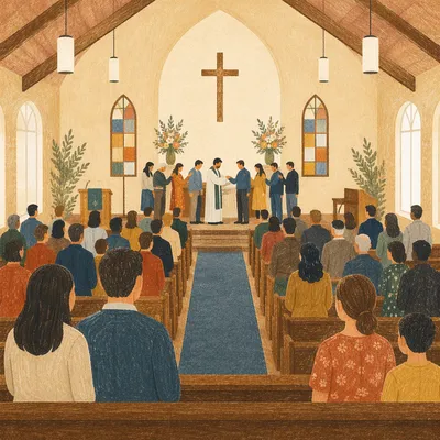 Church Sending Ceremony Prayer in Sanctuary