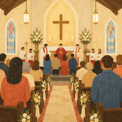 Missionary Sending Prayer in Church Sanctuary