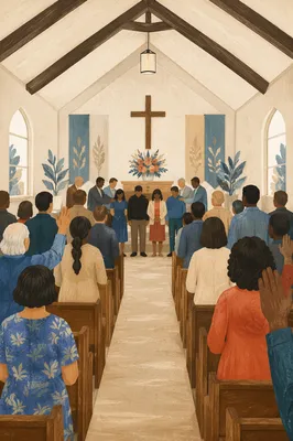 Missionary Sending Prayer in Small Church