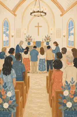 Missionary Sending Prayer in Bright Sanctuary