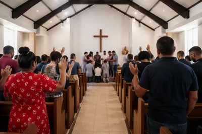 Missionary Sending Prayer in Small Church