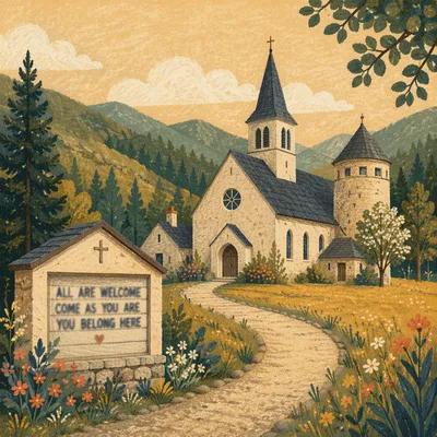 Welcoming Church Sign in Mountain Valley
