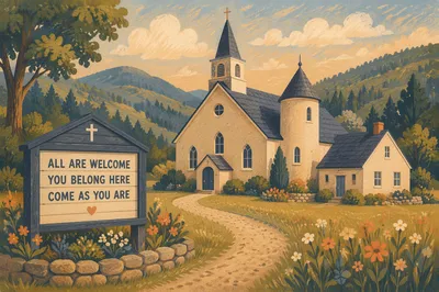 Welcoming Church Sign in Mountain Valley