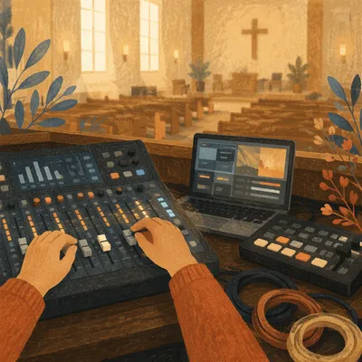 Church Sound Booth with AV Equipment