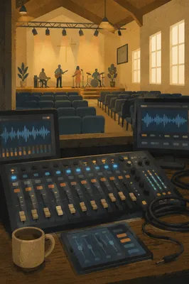 Church Sound Booth During Quiet Rehearsal