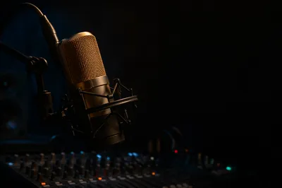 Church Sound Booth Microphone Close-Up
