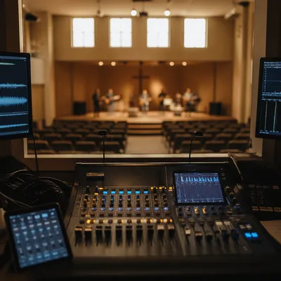 Church Sound Booth During Quiet Rehearsal