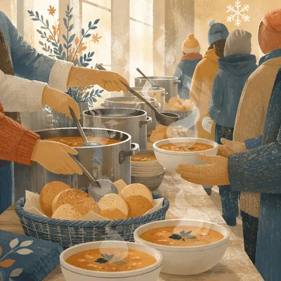 Warm Church Soup Kitchen Serving Line
