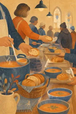 Warm Church Soup Kitchen Serving Line