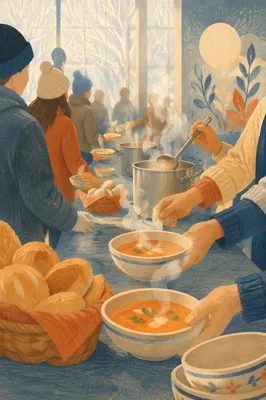 Warm Church Soup Kitchen Serving Line