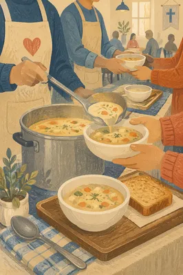 Church Soup Kitchen Serving Warm Meal