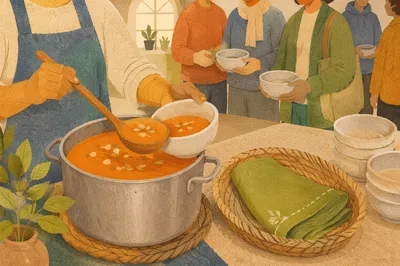 Church Soup Kitchen Serving Warm Meal