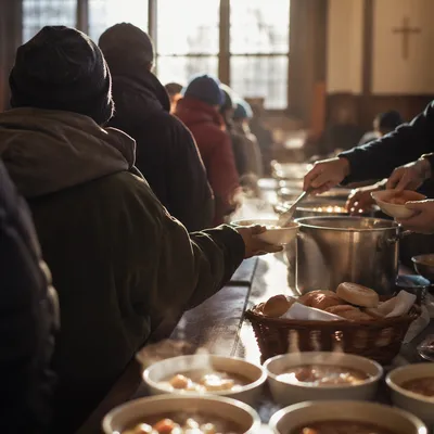 Warm Church Soup Kitchen Serving Line