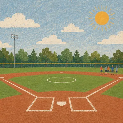 Church Softball Field Under Summer Sky