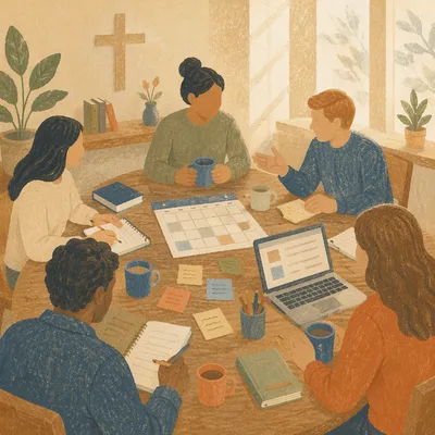 Church Staff Planning Meeting in Fellowship Room