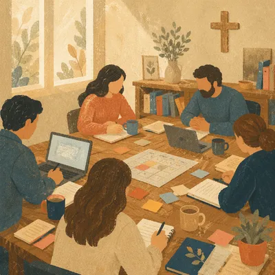 Church Staff Planning Meeting in Chapel Office